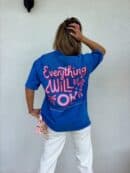 Dekatyzowany t-shirt WILL BE OK - chabrowy Dekatyzowany t-shirt WILL BE OK - chabrowy