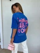 Dekatyzowany t-shirt WILL BE OK - chabrowy Dekatyzowany t-shirt WILL BE OK - chabrowy