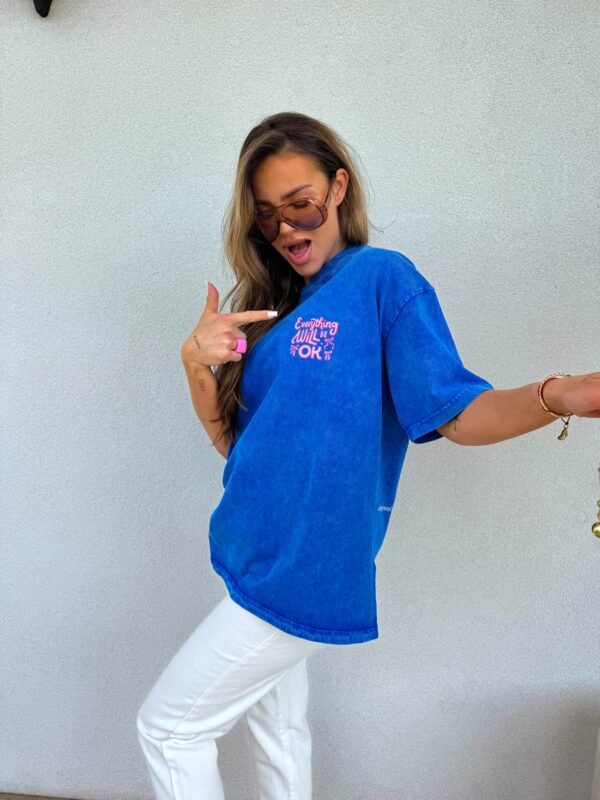 Dekatyzowany t-shirt WILL BE OK - chabrowy Dekatyzowany t-shirt WILL BE OK - chabrowy