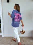 Dekatyzowany t-shirt WILL BE OK - jeansowy Dekatyzowany t-shirt WILL BE OK - jeansowy