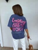 Dekatyzowany t-shirt WILL BE OK - jeansowy Dekatyzowany t-shirt WILL BE OK - jeansowy