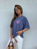 Dekatyzowany t-shirt WILL BE OK - jeansowy Dekatyzowany t-shirt WILL BE OK - jeansowy