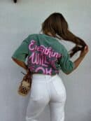 Dekatyzowany t-shirt WILL BE OK - rozbielony khaki Dekatyzowany t-shirt WILL BE OK - rozbielony khaki