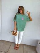 Dekatyzowany t-shirt WILL BE OK - rozbielony khaki Dekatyzowany t-shirt WILL BE OK - rozbielony khaki