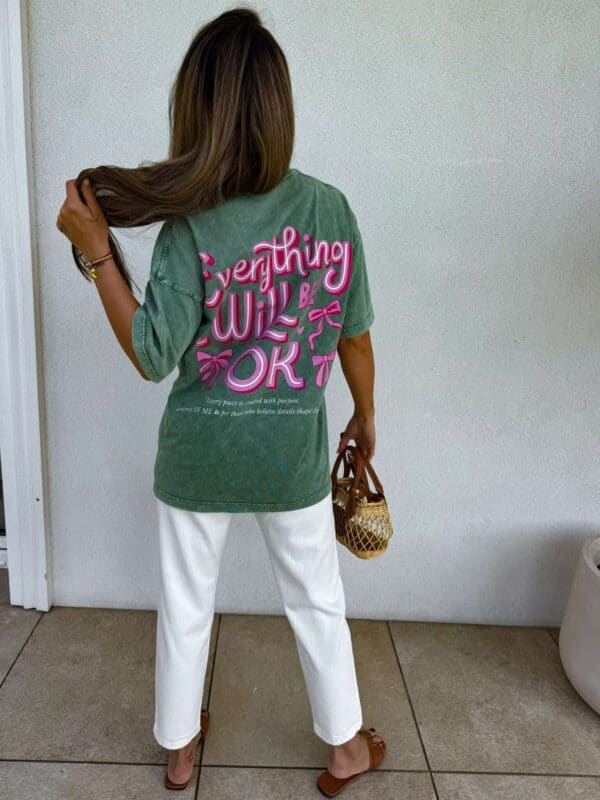 Dekatyzowany t-shirt WILL BE OK - rozbielony khaki Dekatyzowany t-shirt WILL BE OK - rozbielony khaki