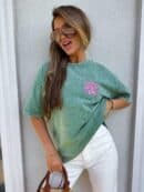 Dekatyzowany t-shirt WILL BE OK - rozbielony khaki Dekatyzowany t-shirt WILL BE OK - rozbielony khaki