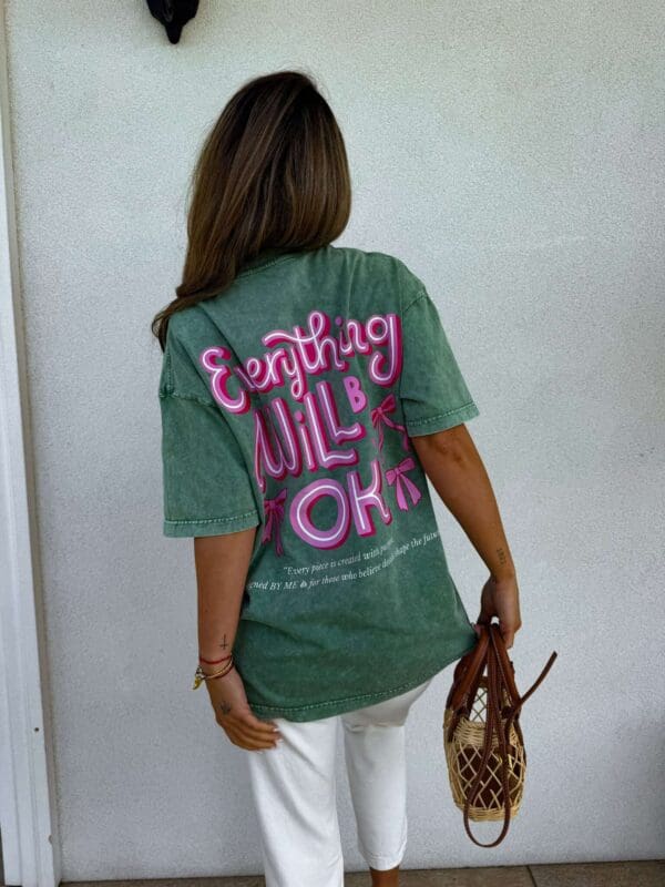 Dekatyzowany t-shirt WILL BE OK - rozbielony khaki Dekatyzowany t-shirt WILL BE OK - rozbielony khaki