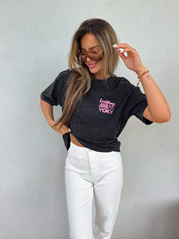 Dekatyzowany t-shirt WILL BE OK - czarny Dekatyzowany t-shirt WILL BE OK - czarny