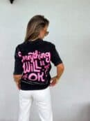 Dekatyzowany t-shirt WILL BE OK - czarny Dekatyzowany t-shirt WILL BE OK - czarny