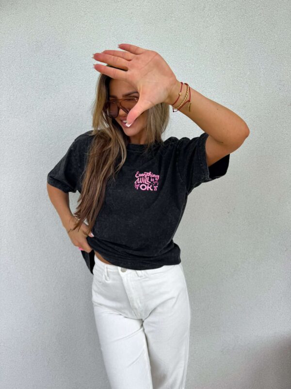 Dekatyzowany t-shirt WILL BE OK - czarny Dekatyzowany t-shirt WILL BE OK - czarny