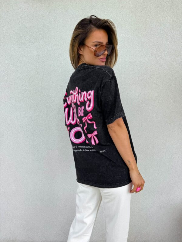 Dekatyzowany t-shirt WILL BE OK - czarny Dekatyzowany t-shirt WILL BE OK - czarny
