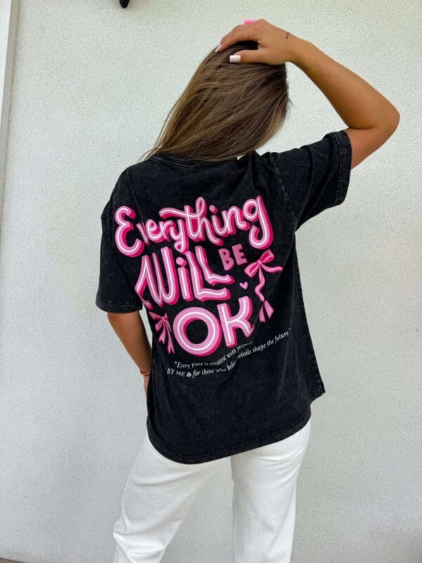 Dekatyzowany t-shirt WILL BE OK - czarny Dekatyzowany t-shirt WILL BE OK - czarny