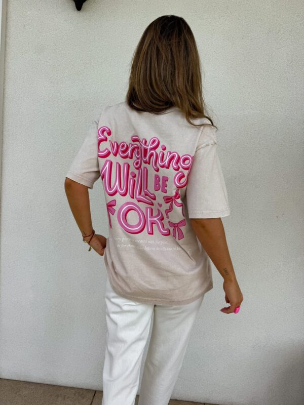 Dekatyzowany t-shirt WILL BE OK - jasny beż Dekatyzowany t-shirt WILL BE OK - jasny beż