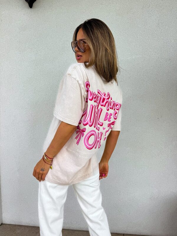 Dekatyzowany t-shirt WILL BE OK - jasny beż Dekatyzowany t-shirt WILL BE OK - jasny beż