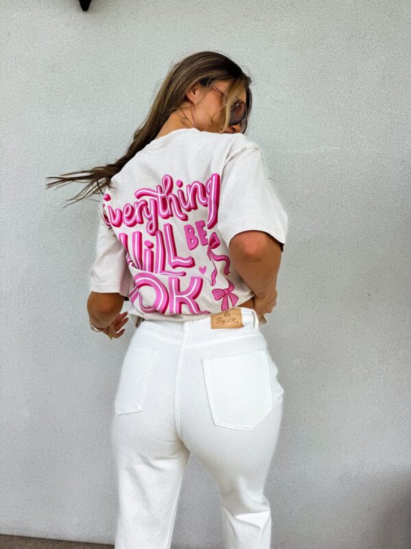 Dekatyzowany t-shirt WILL BE OK - jasny beż Dekatyzowany t-shirt WILL BE OK - jasny beż