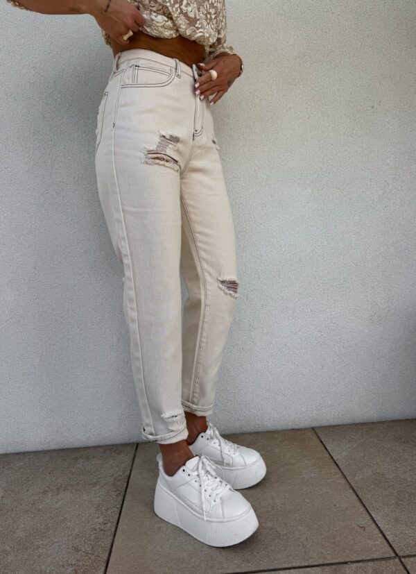 Jeansy MOM FIT PREMIUM – beżowe