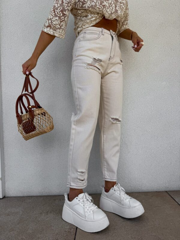 Jeansy MOM FIT PREMIUM – beżowe