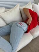 Jeansy MOM FIT DON'T TOUCH – jeansowe Jeansy MOM FIT DON'T TOUCH – jeansowe